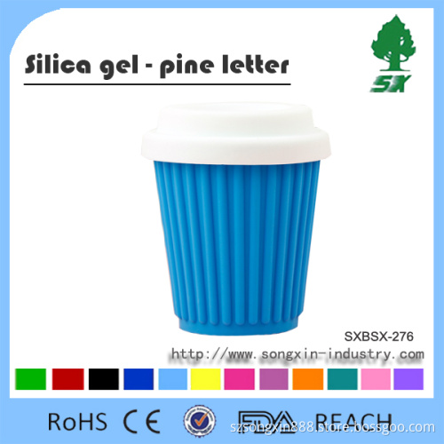 Colorful Silicone Reusable Coffee Cup With Lid
